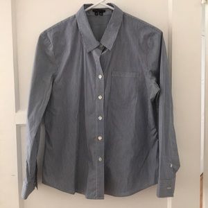 Theory Blue White Stripe Button Down Shirt